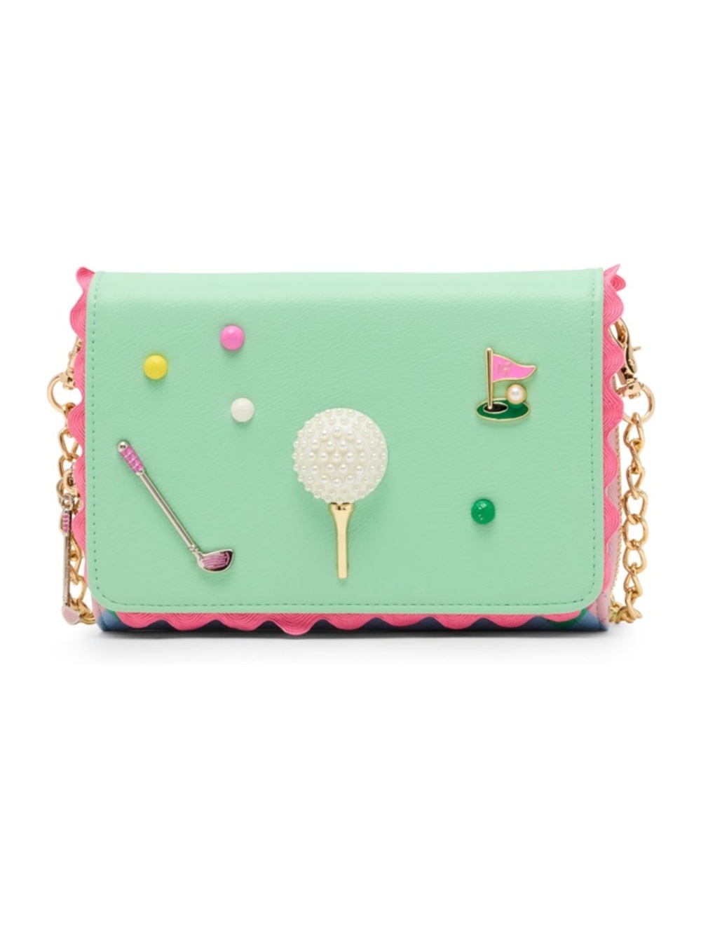 Betsey Johnson Mint Green Pink Golf Charm Crossbody Bag